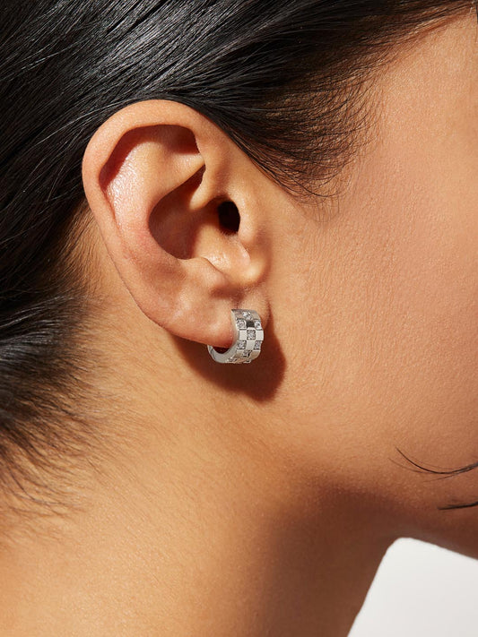 Eden Silver Pave Hoop Earrings