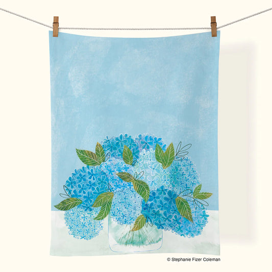 Werkshoppe Blue Hydrangeas Tea Towel