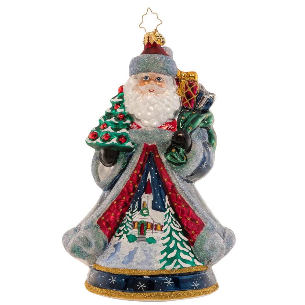 Christopher Radko Santa's Snowy Scene glass ornament Christmas