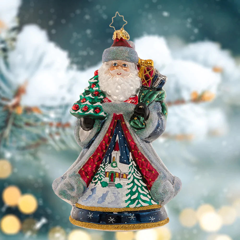 Christopher Radko Santa's Snowy Scene glass ornament Christmas