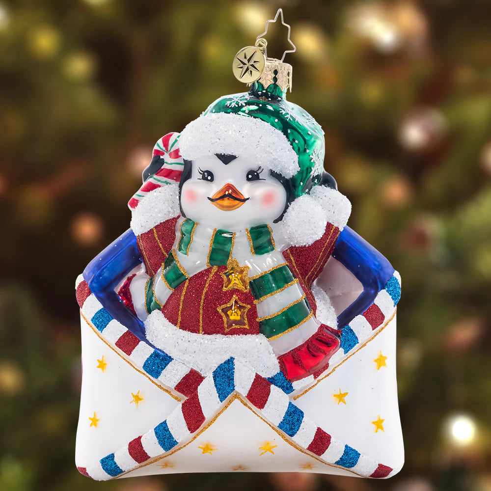 Christopher Radko Penguin Delivery Gem Ornament