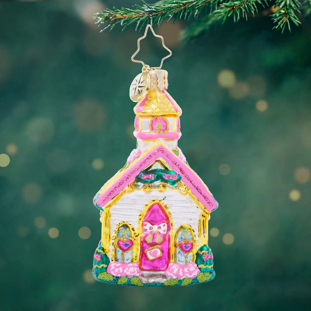 Christopher Radko Charming wedding Chapel Gem Ornament