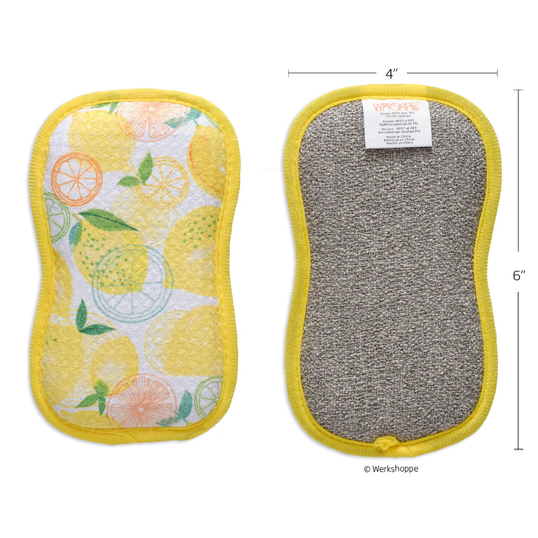Lemon Plaid Microfiber Scrubbies Set/4