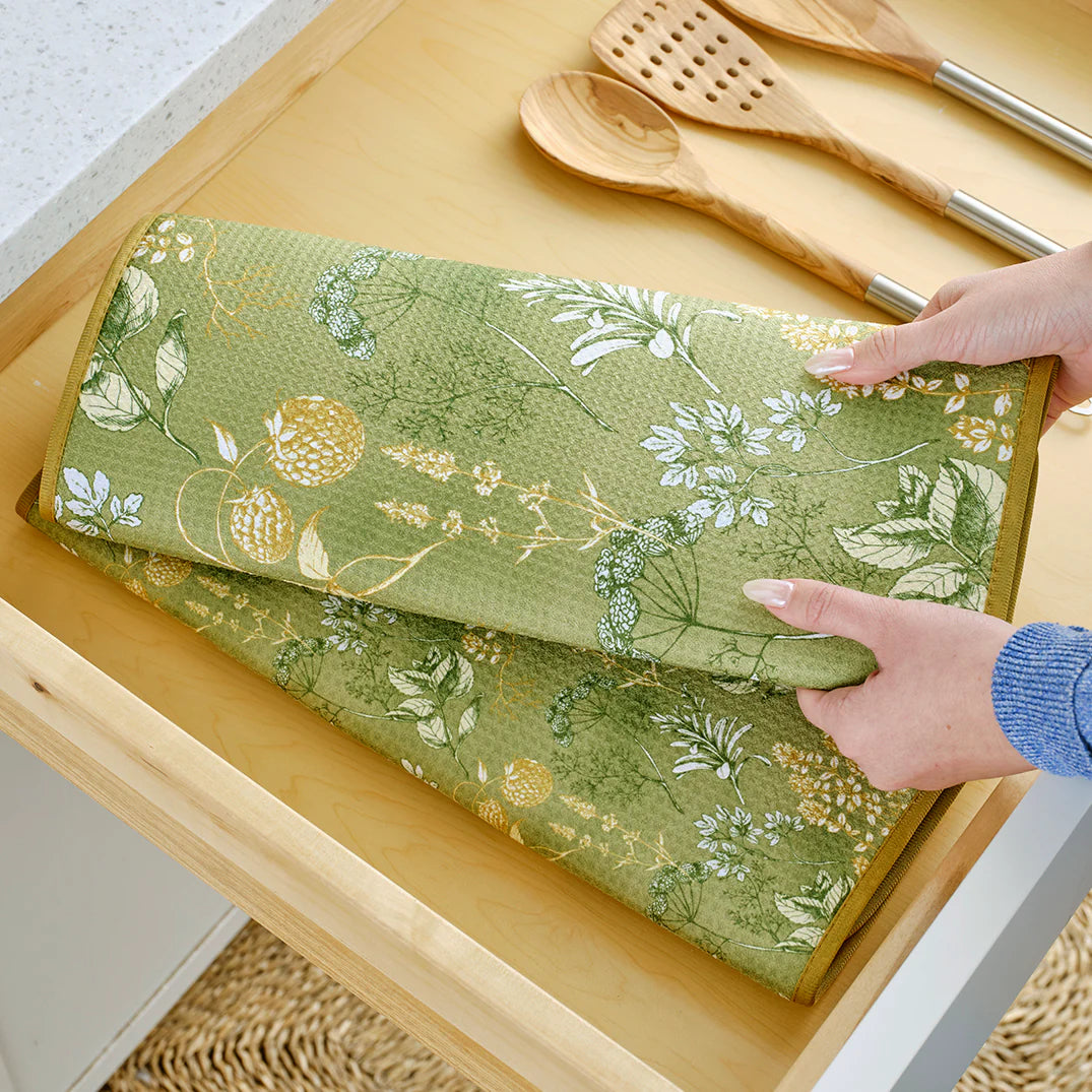 Kitchen Herbs Dish Drying Mats Set of 2