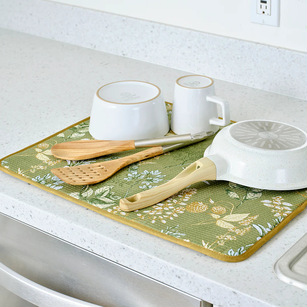 Kitchen Herbs Dish Drying Mats Set of 2