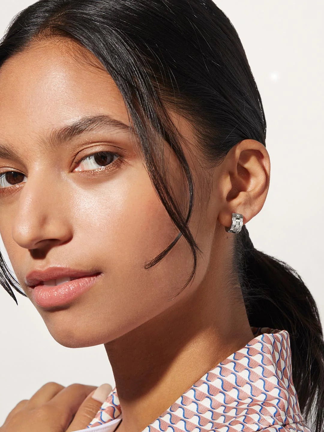 Eden Silver Pave Hoop Earrings
