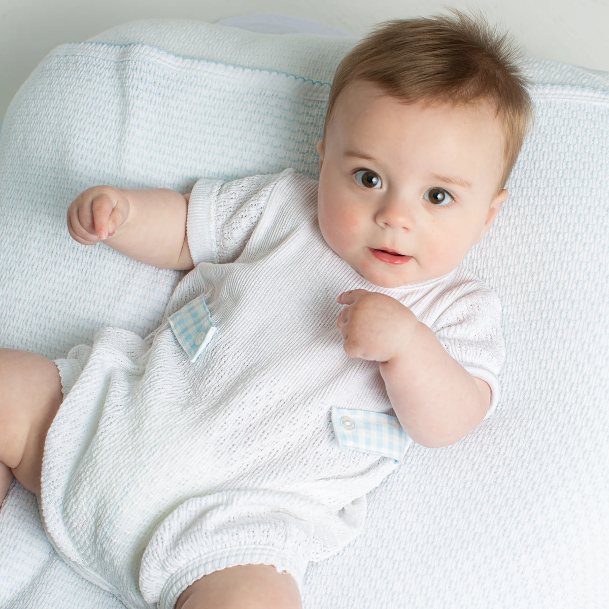 Baby Bubble with Gingham Side Tabs - Blue