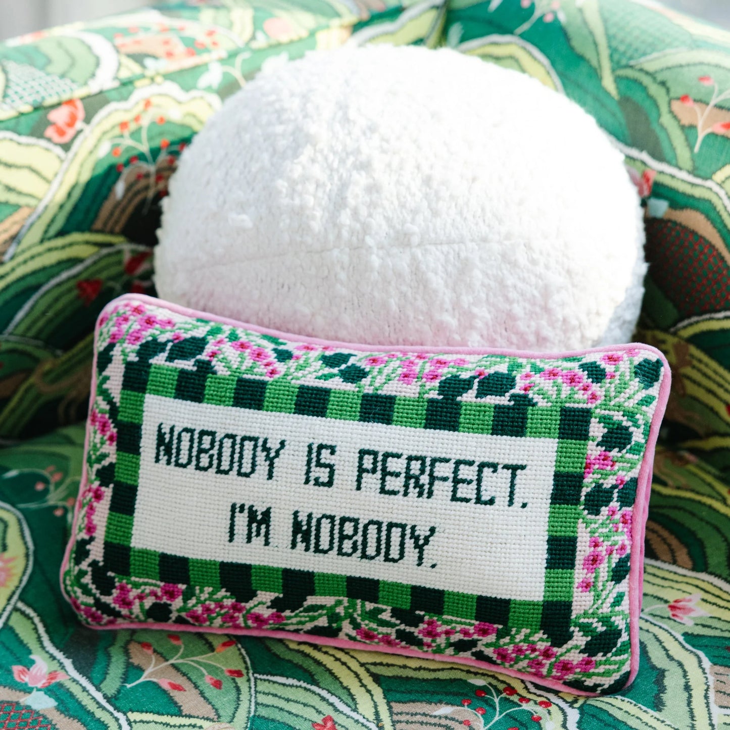 Nobody Is Perfect Needlepoint Pillow
