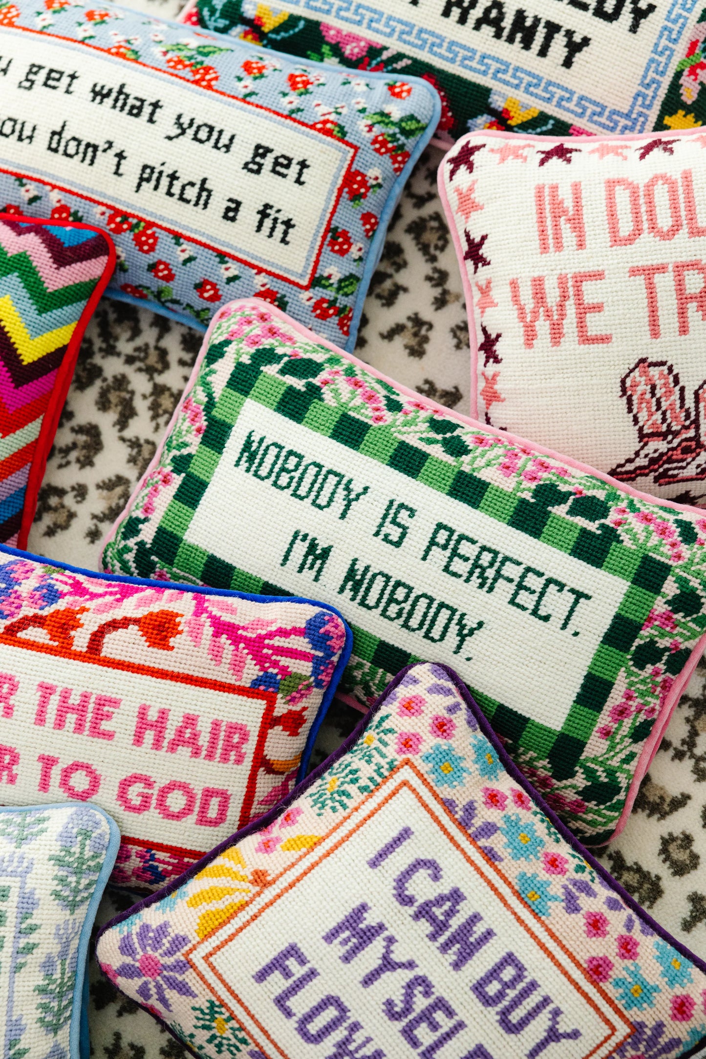 Nobody Is Perfect Needlepoint Pillow