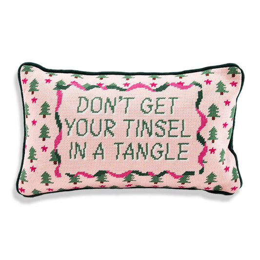 Tinsel in a Tangle Needlepoint Pillow