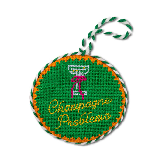 Needlepoint Ornament- Champagne Problems