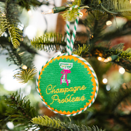 Needlepoint Ornament- Champagne Problems