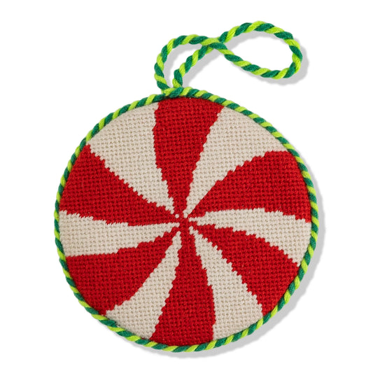 Needlepoint Icon Ornament- Peppermint