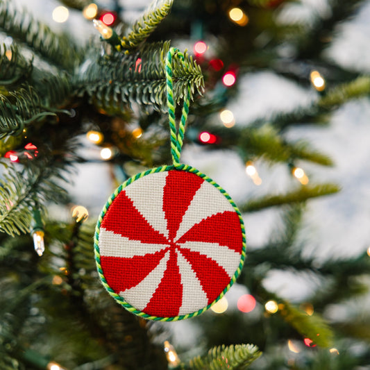 Needlepoint Icon Ornament- Peppermint
