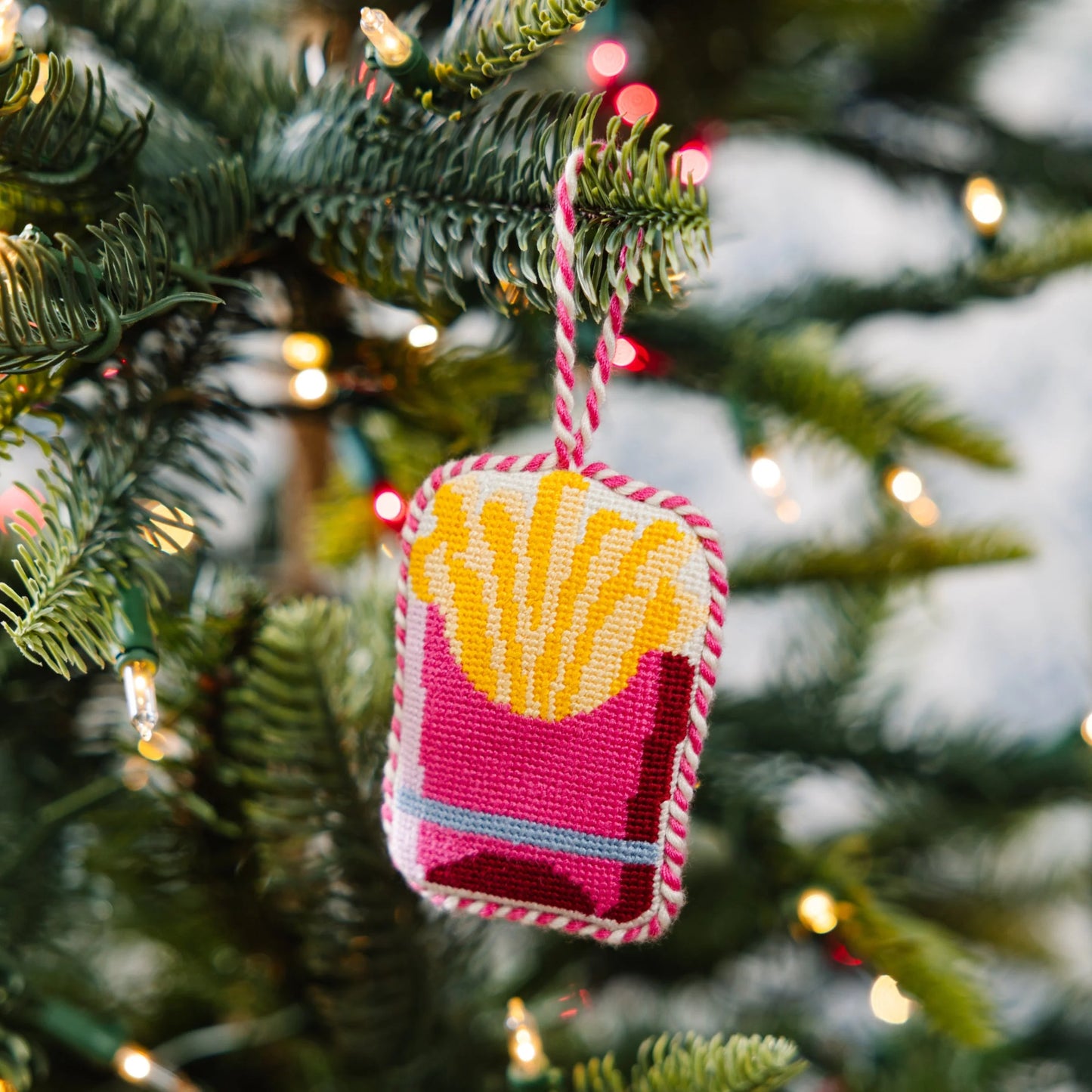Needlepoint Icon Ornament- French Fries