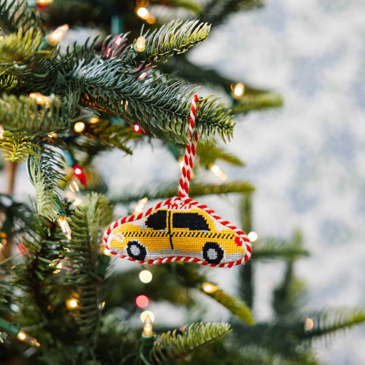 Needlepoint Icon Ornament- Taxi Cab