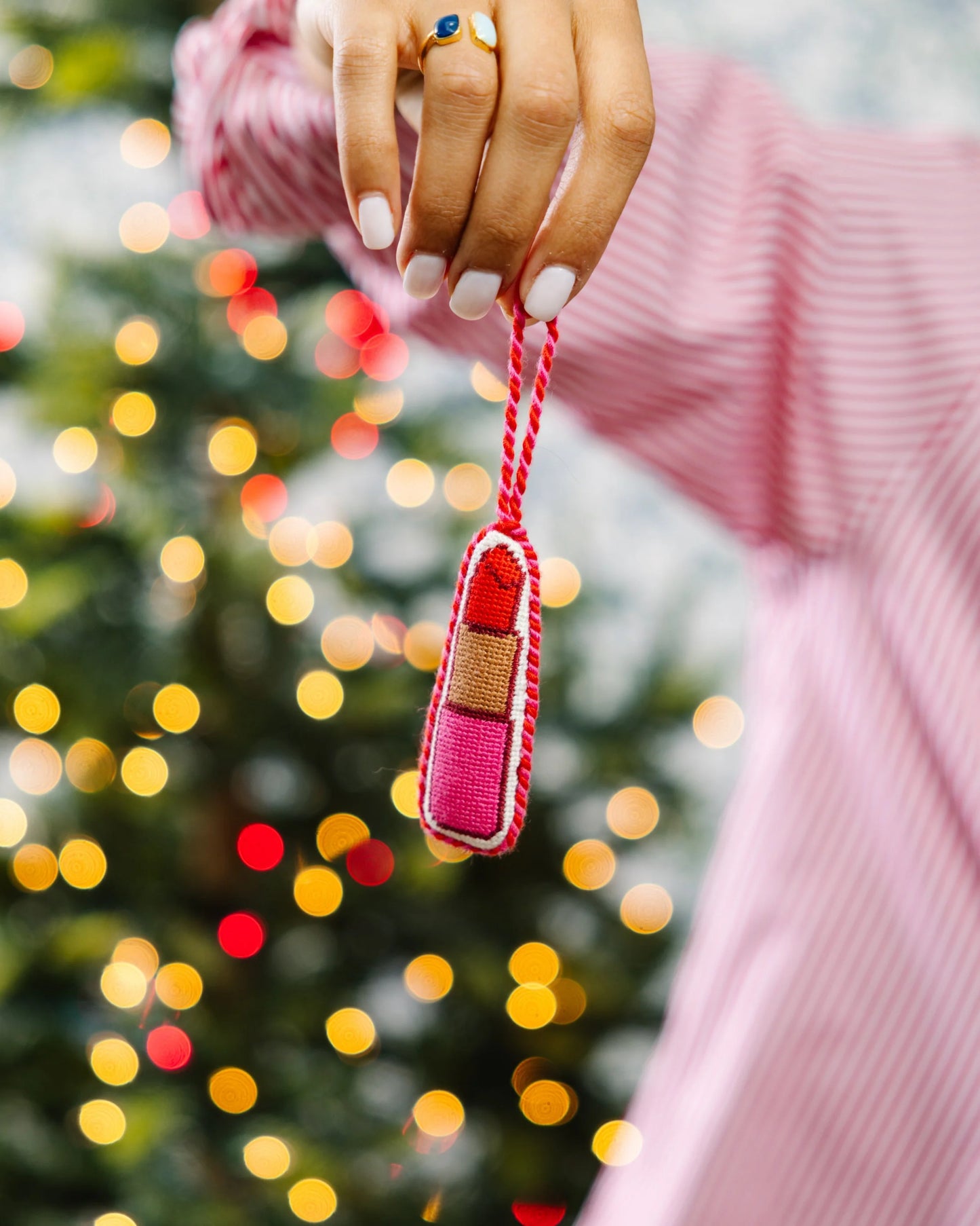 Needlepoint Icon Ornament- Lipstick