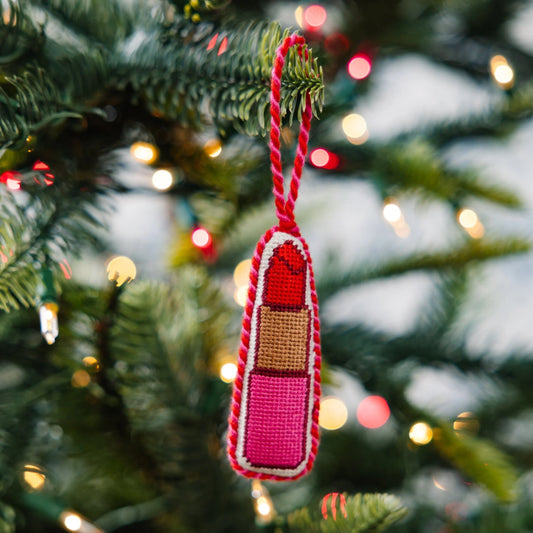 Needlepoint Icon Ornament- Lipstick