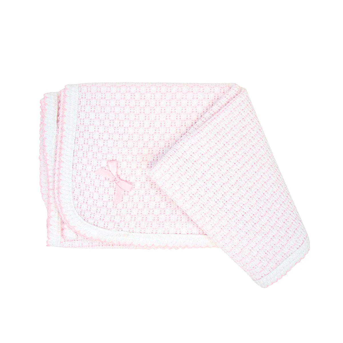 Pinstripe Receiving Blanket - Pink Bow