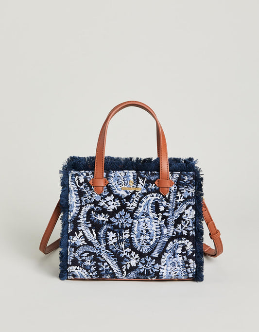 Boho Fringe Satchel Crossbody Marsh Boardwalk Paisley