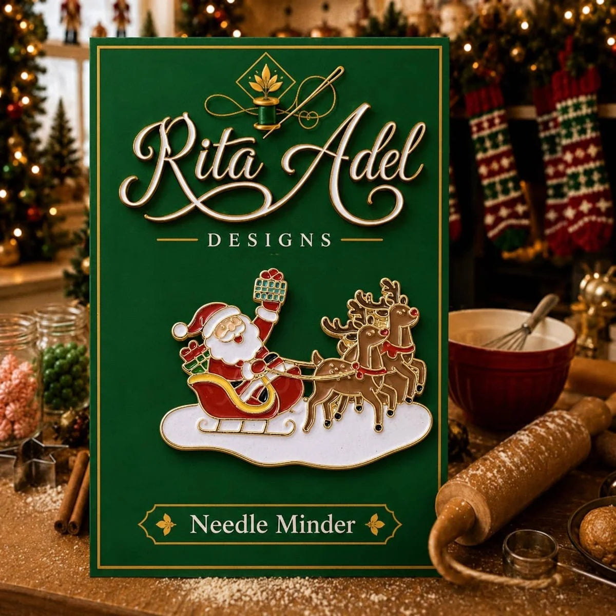 Santa and Christmas Reindeer Needle Minder