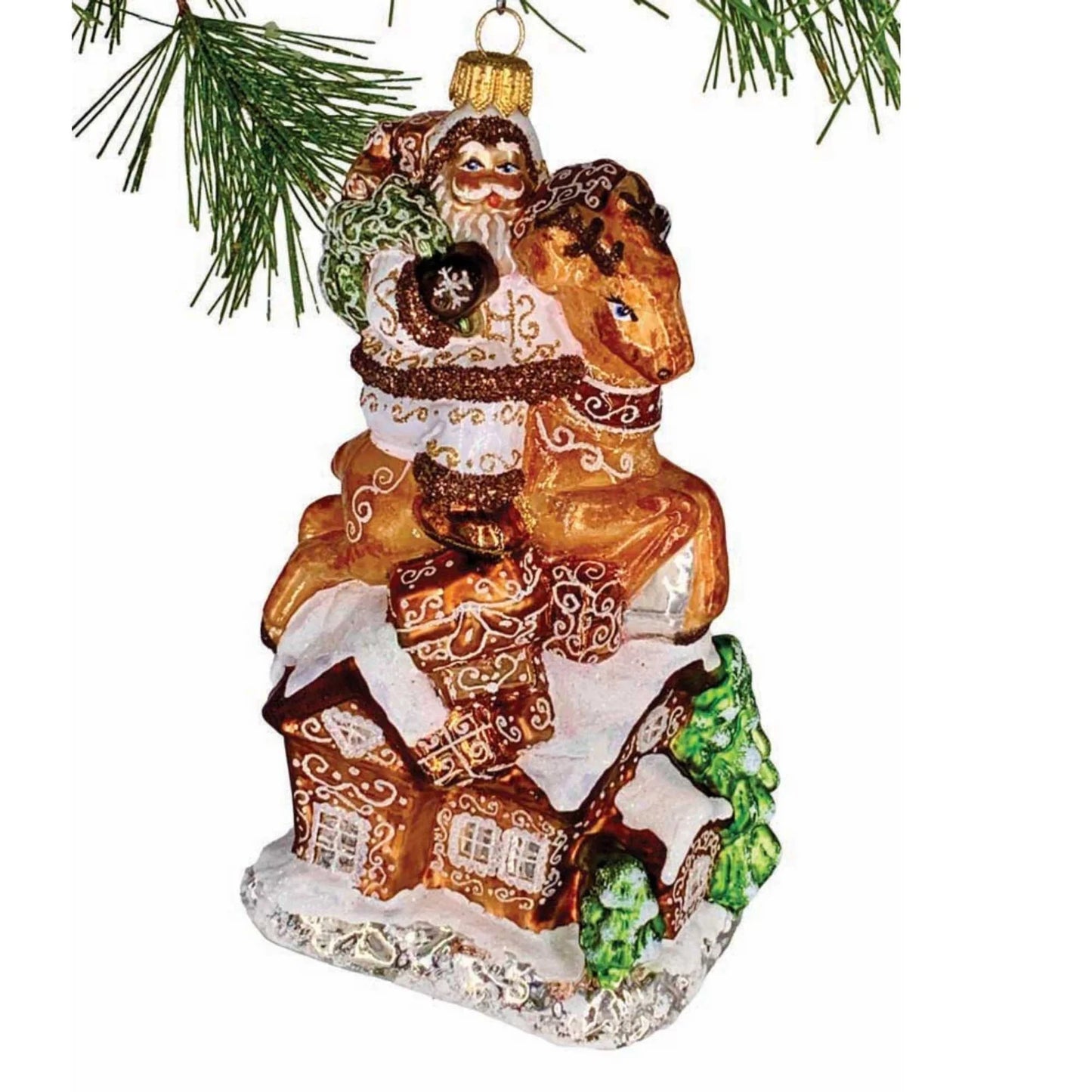 Heartfully Yours Mistletoe Eve glass Christmas ornament