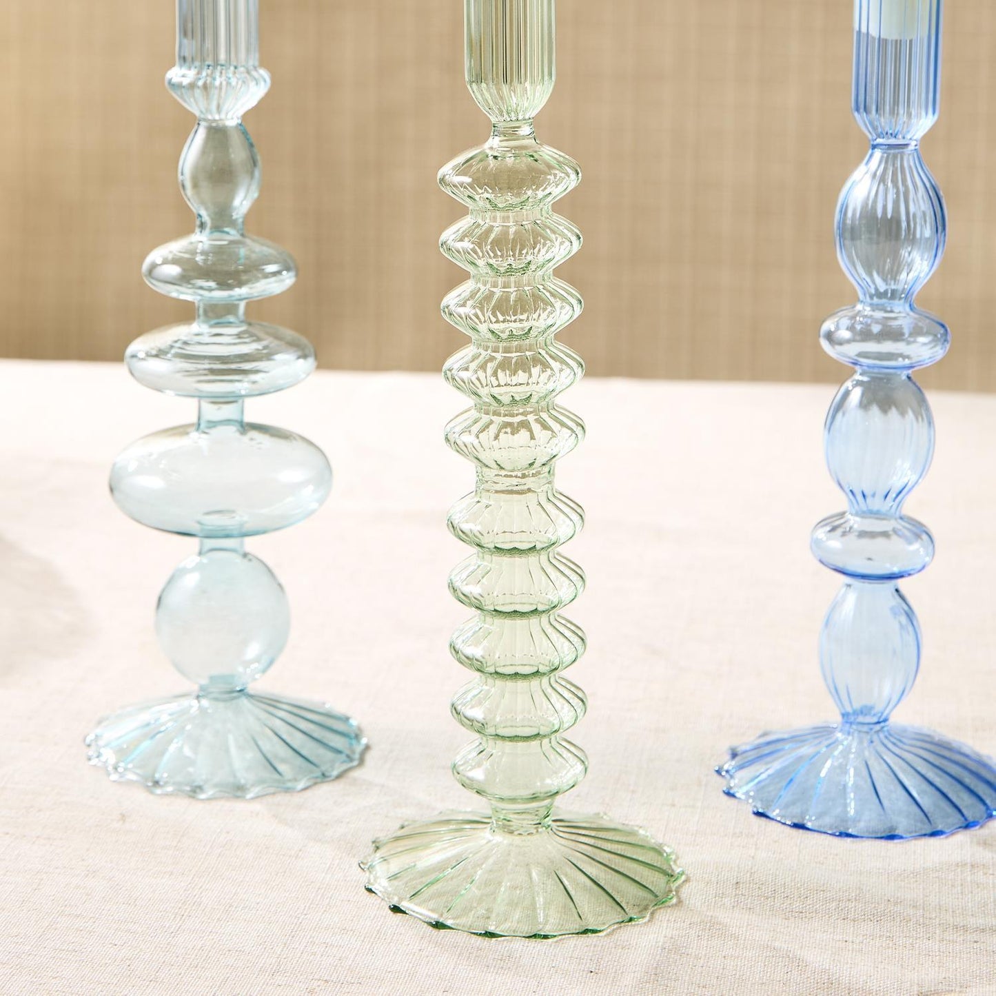 Hand-Blown Glass Candleholders