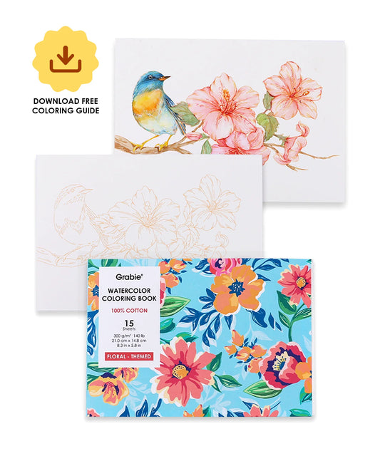Floral Themed Watercolor Coloring Book