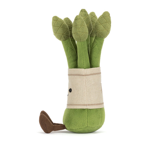 Plush toy asparagus with a white background