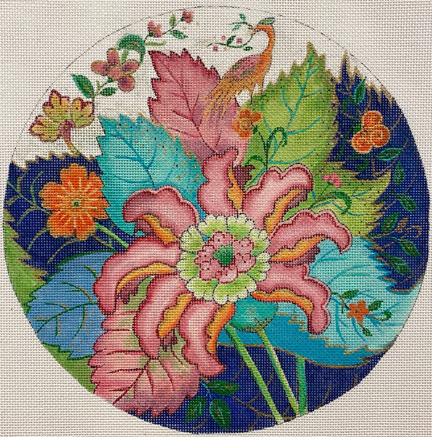 Tobacco Leaf Round Canvas