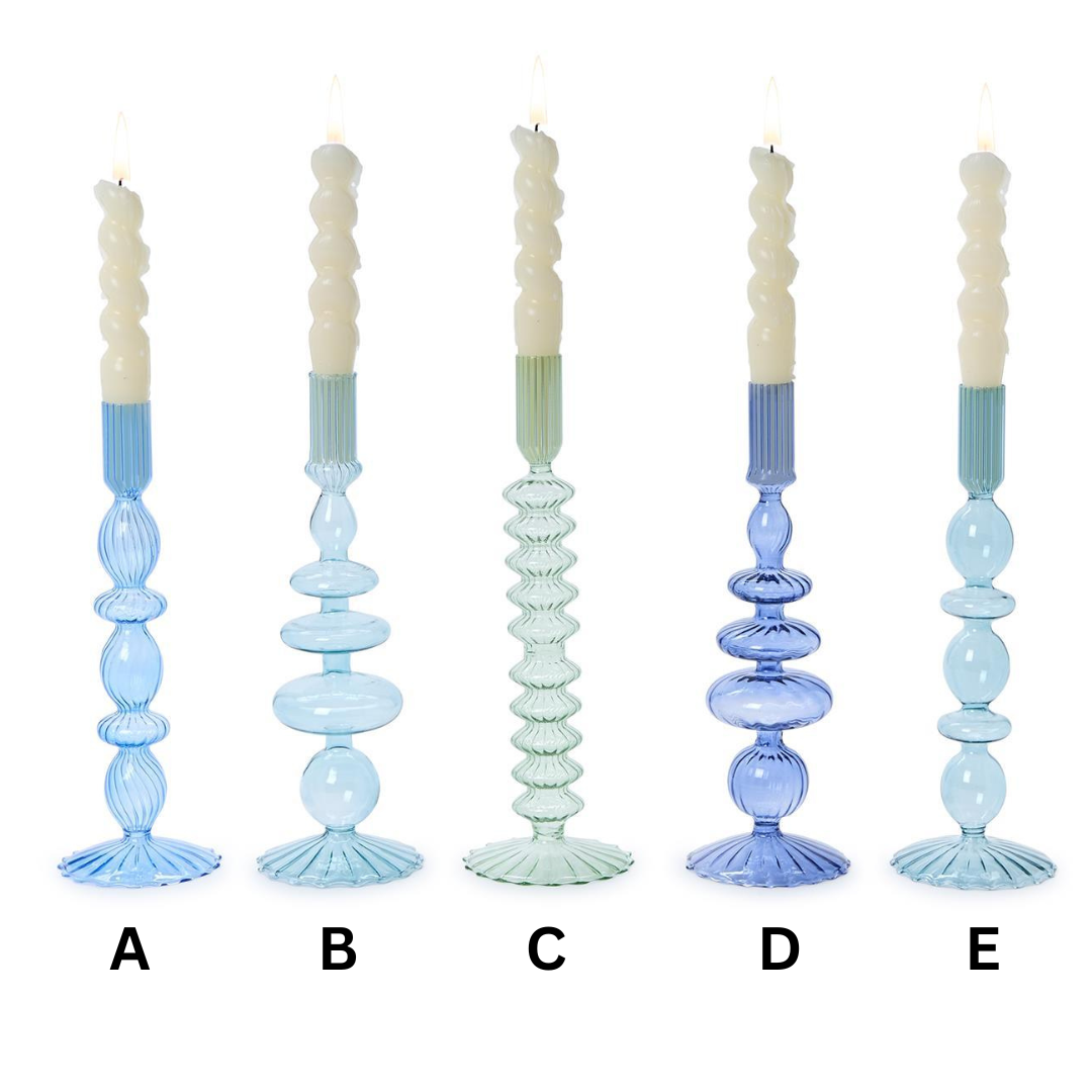 Hand-Blown Glass Candleholders