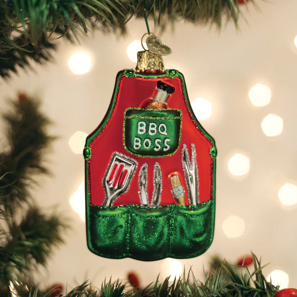 Old World Christmas BBQ Apron BBQ boss ornament