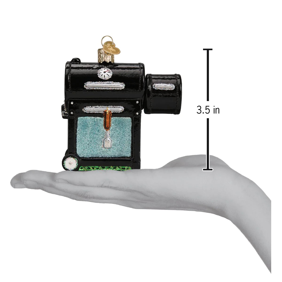 Old World Christmas BBQ Smoker glass ornament dimensions