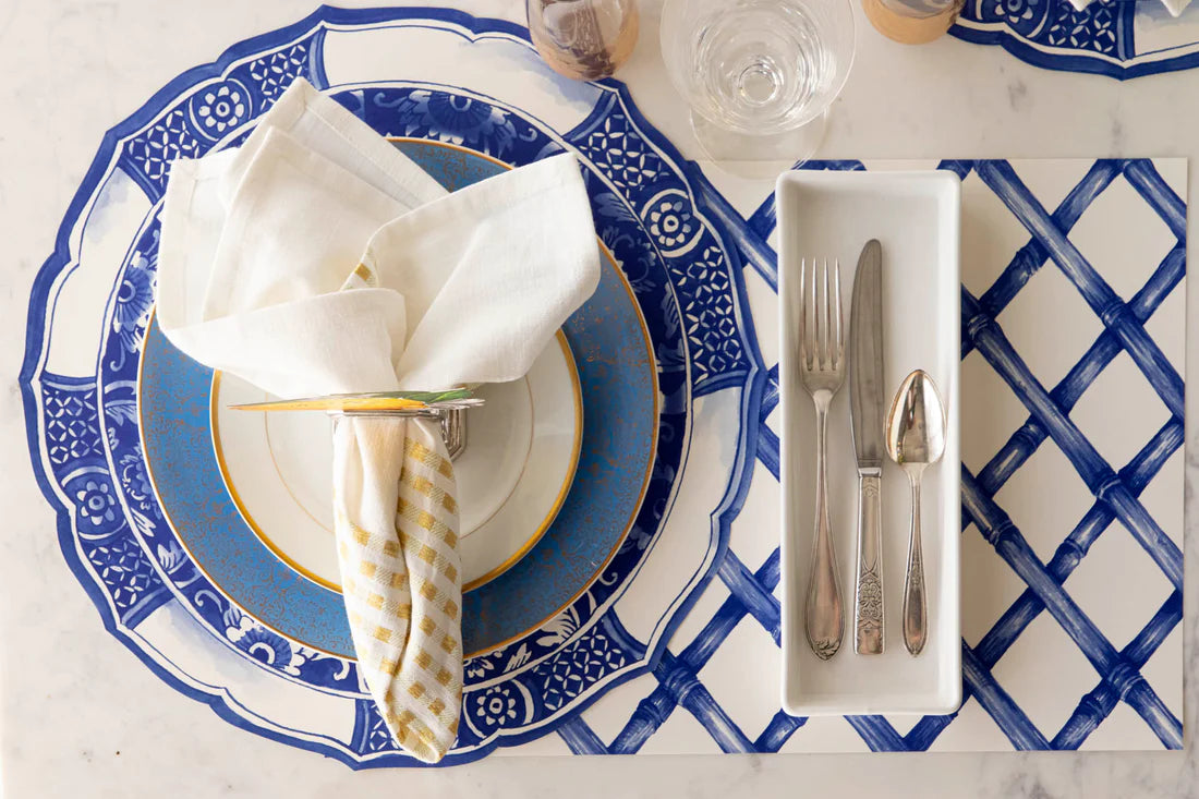 Hester & Cook Blue Lattice Paper Placemats