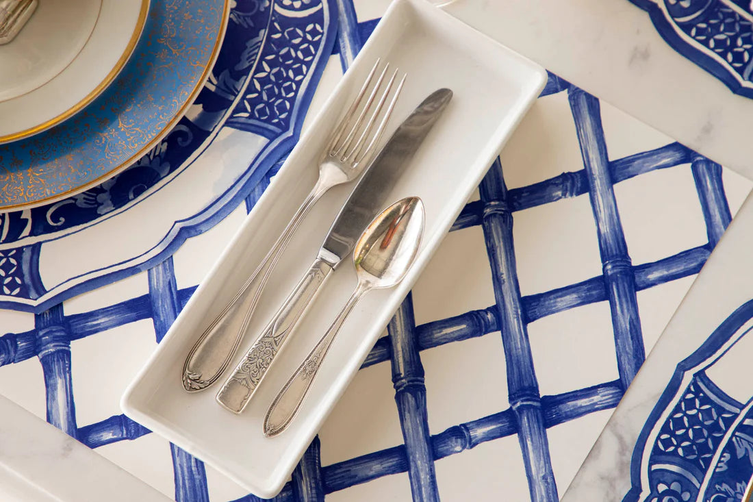 Hester & Cook Blue Lattice Paper Placemats