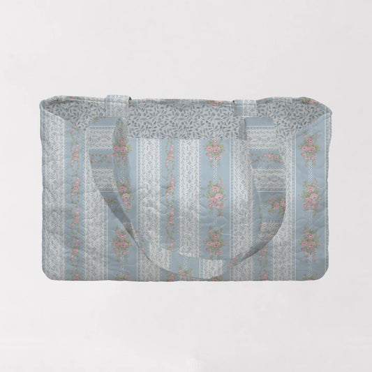 Bella Stripe Blue Quilted Tote Bag