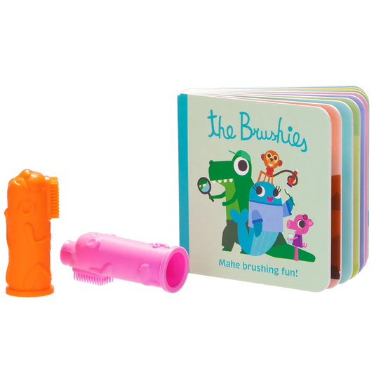 Brushies 2 Pack Silicone Toothbrushes with book