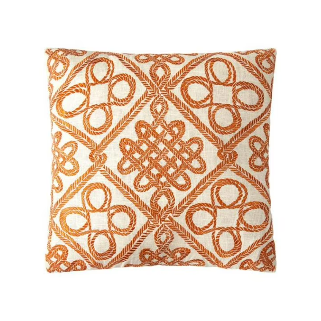 Costa Mesa Terracotta Embroidered Pillow