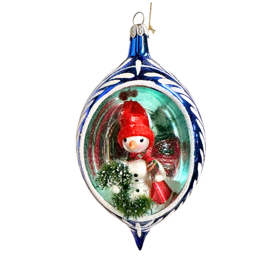 Soffieria De Carlini Italian glass ornament Snowman in Niche