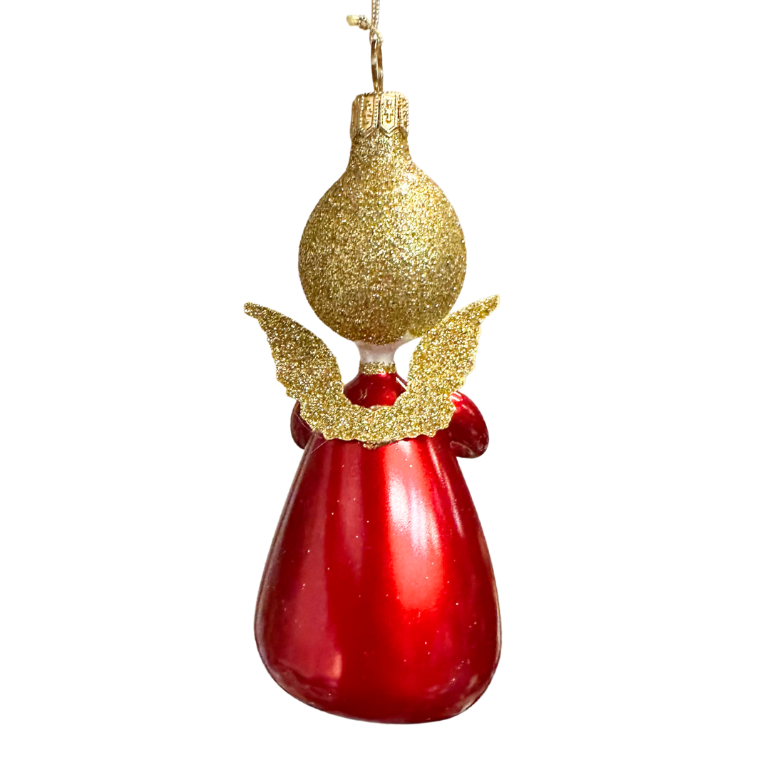 Soffieria De Carlini Little Angel in Red with Candle Italian glass ornament