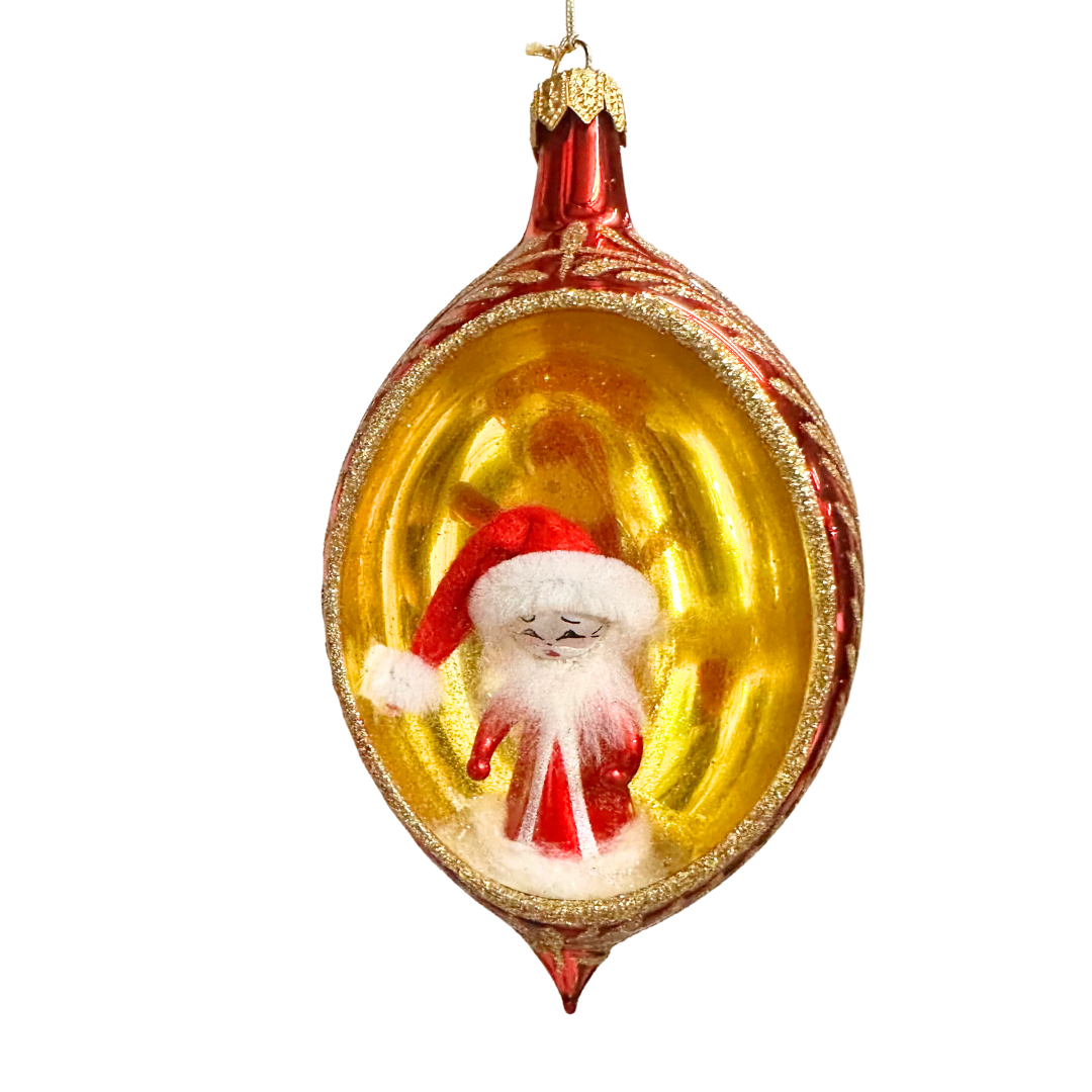 Soffieria De Carlini Santa in the Niche glass Christmas ornament