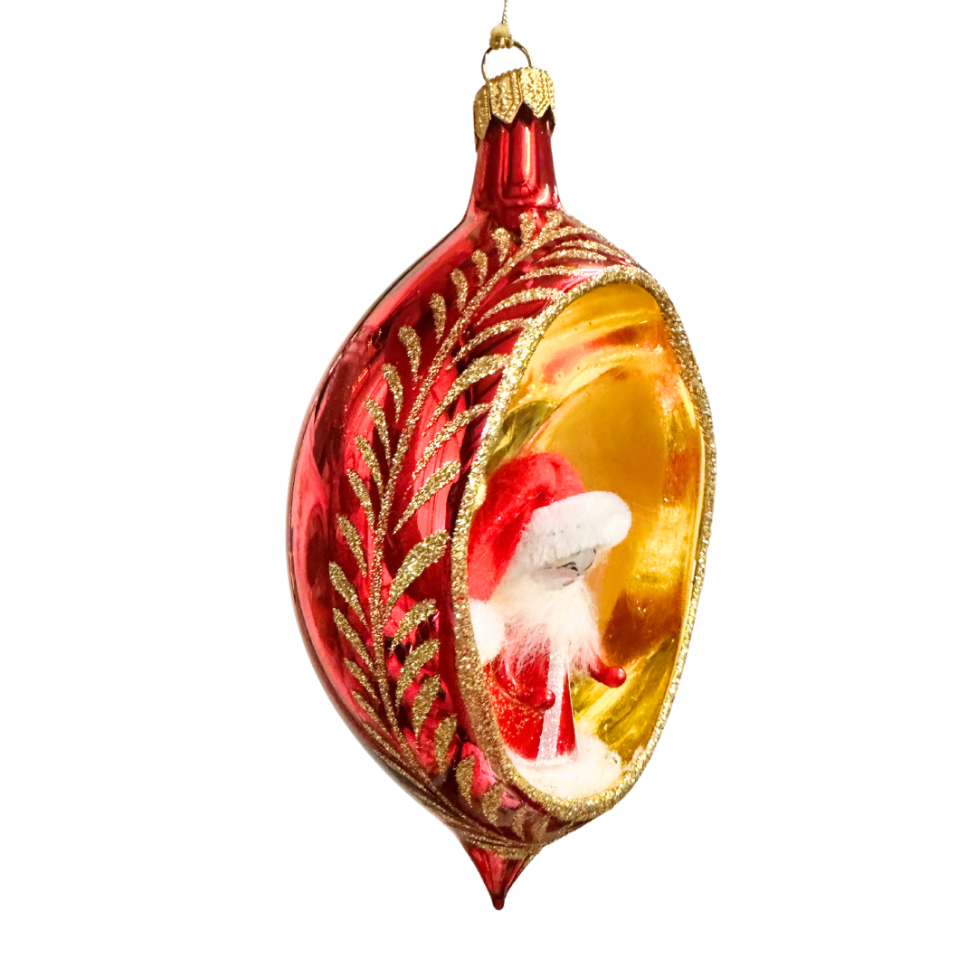 Soffieria De Carlini Santa in the Niche glass Christmas ornament