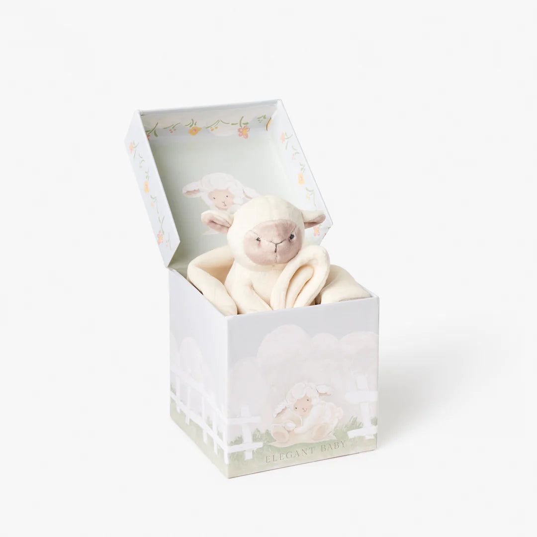 Elegant Baby Cream Lovie Lamb Blankie with gift box