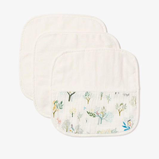 Elegant Baby Treehouse Forest Organic Muslin Washcloths set of 3