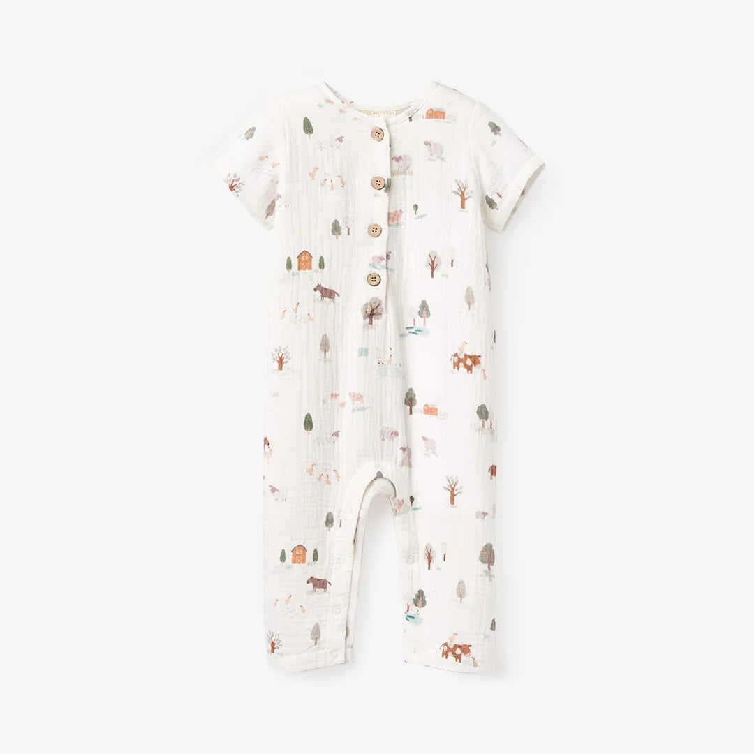 Elegant Baby On the Farm Organic Muslin Jumpsuit baby clothes