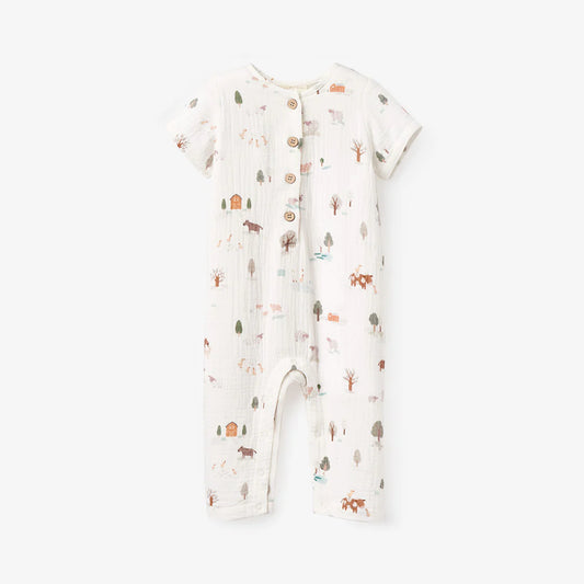 Elegant Baby On the Farm Organic Muslin Jumpsuit baby clothes