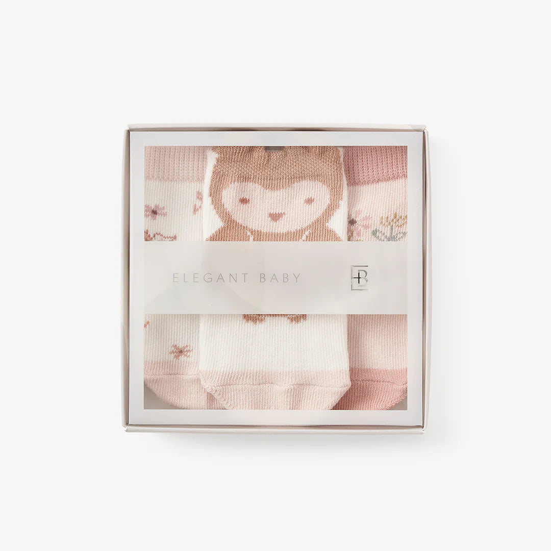 Elegant Baby pink Owl Baby Socks pack of 3
