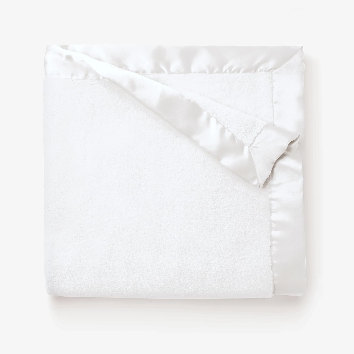 White Satin Trim Baby Stroller Blanket