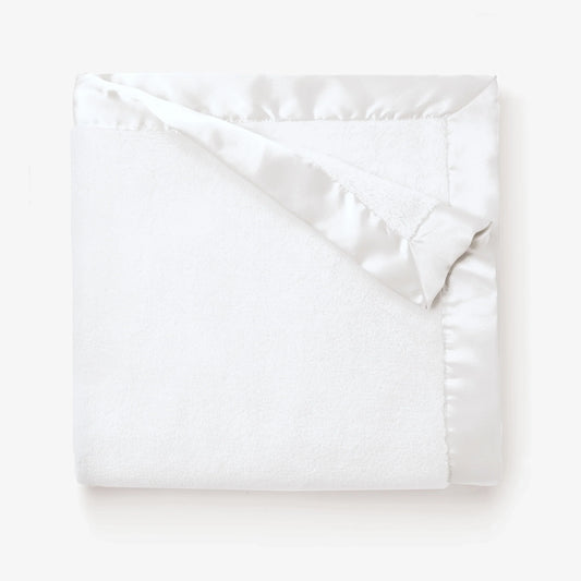 White Satin Trim Baby Stroller Blanket