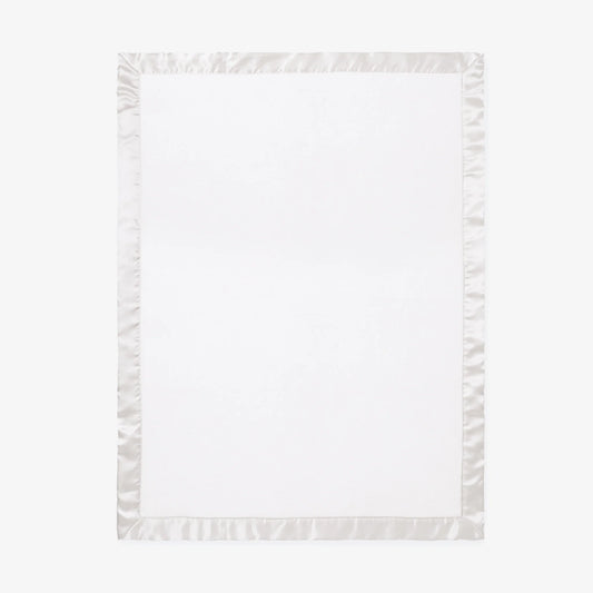 White Satin Trim Baby Stroller Blanket